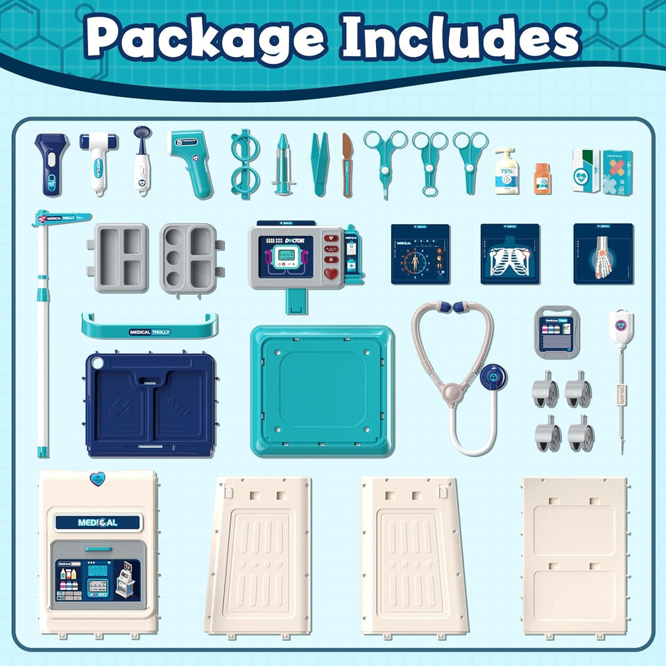 Kids Doctor Medical Trolley With Light & Sound (55Pcs)