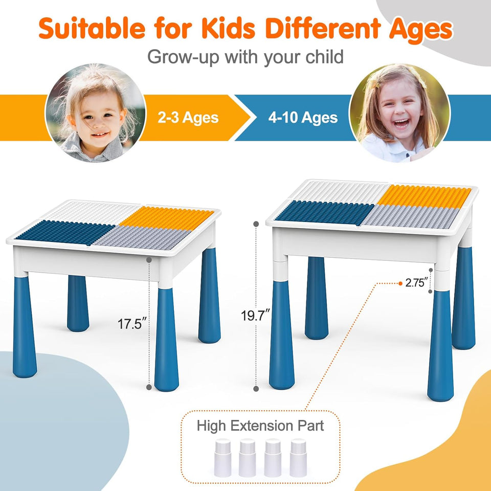 5-in-1 Building Blocks Table Set – Includes 1 Chair & 200+ Blocks Set