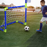 2 in 1 Kids Sports Set with Football Goal, Basketball Stand, 2 Balls & Pump