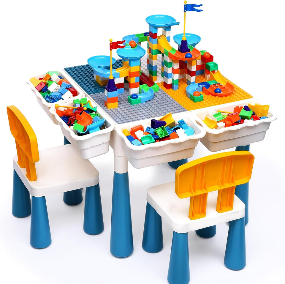 5-in-1 Building Blocks Table Set – Includes 1 Chair & 200+ Blocks Set
