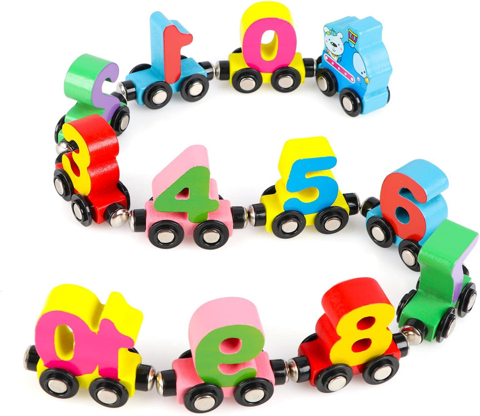 Wooden Magnetic Vehicle Number Train
