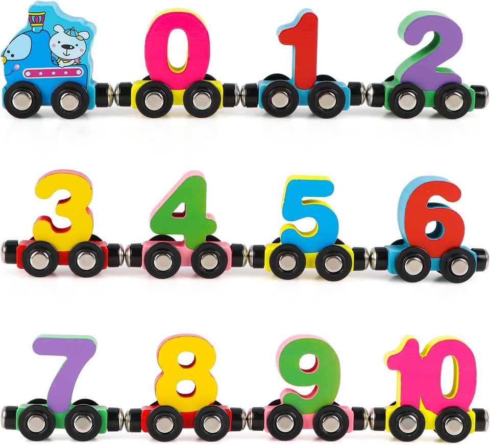Wooden Magnetic Vehicle Number Train