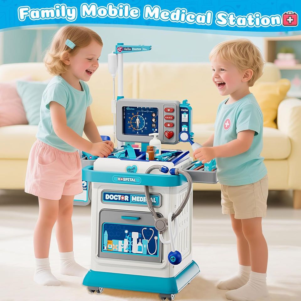 Kids Doctor Medical Trolley With Light & Sound (55Pcs)