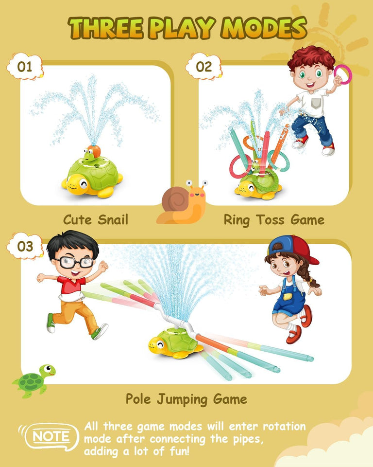 4 in 1 Turtle Water, Sprinkler Ring Toss, Baseball Game & Hurdle Play for Kids