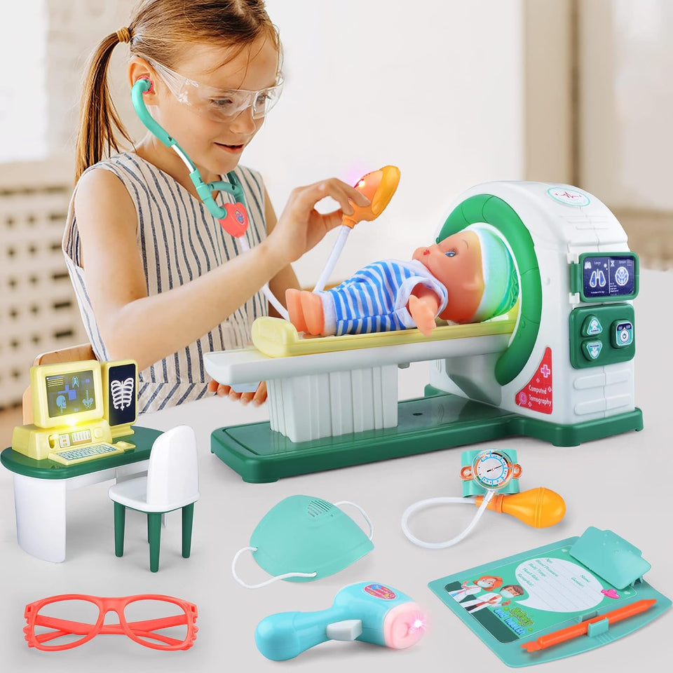 Realistic Pretend Play Doctor Kit with Toy Stethoscope and Medical Tools