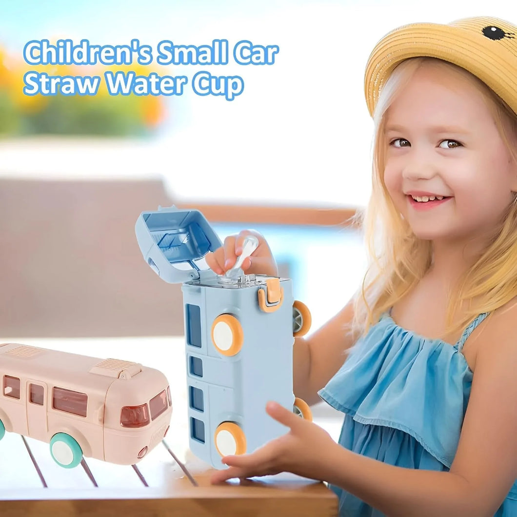 Cute Bus Shaped Water Bottle With Straw