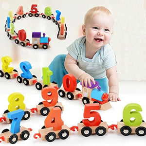 Wooden Magnetic Vehicle Number Train
