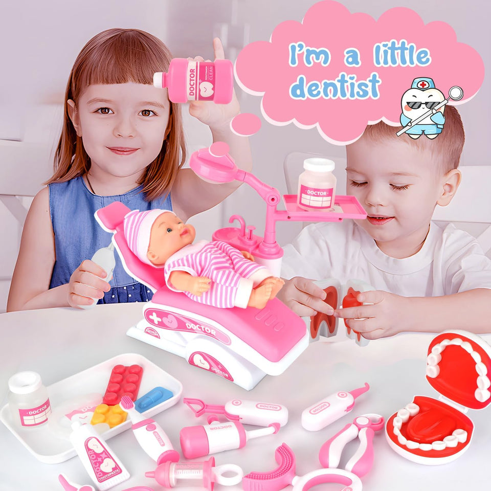 Pretend Dentist Playset for Kids – Doctor Kit with Medical Bag & Realistic Dental Tools for Toddlers Ages 3-5