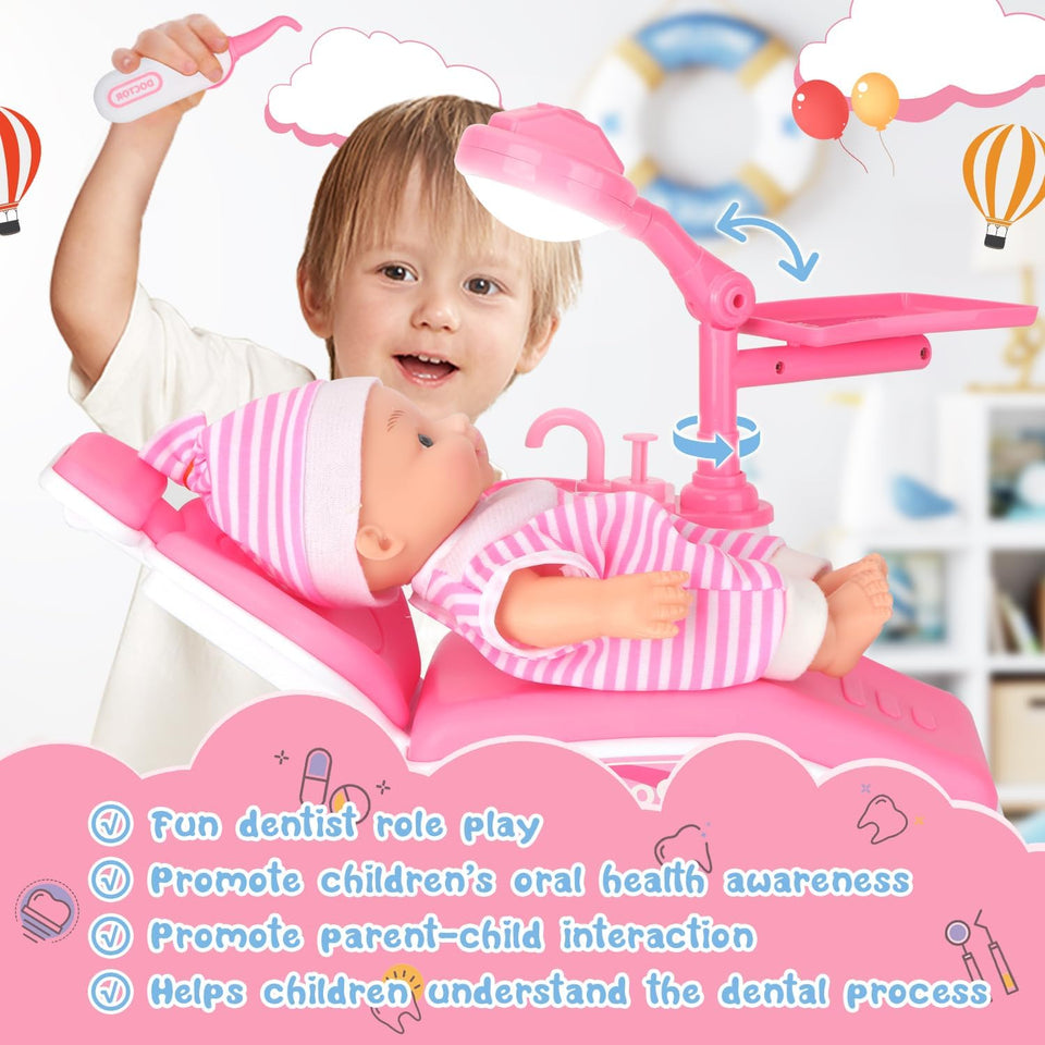 Pretend Dentist Playset for Kids – Doctor Kit with Medical Bag & Realistic Dental Tools for Toddlers Ages 3-5