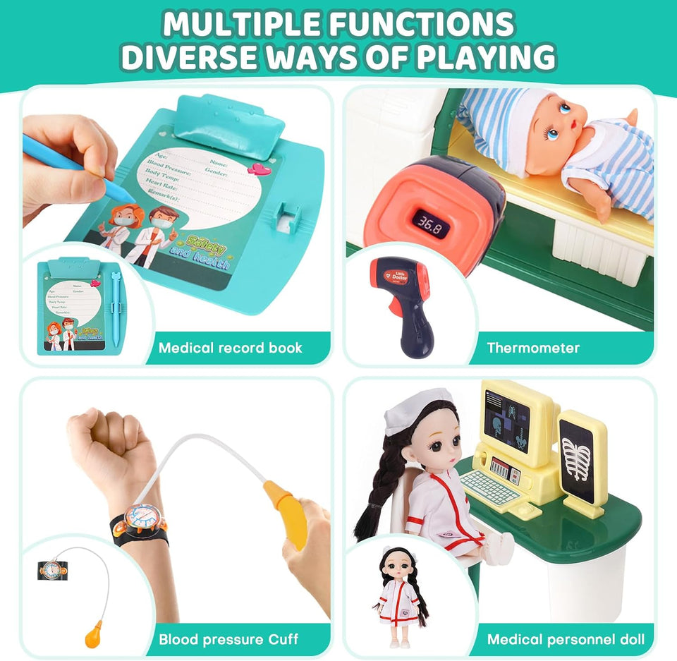 Realistic Pretend Play Doctor Kit with Toy Stethoscope and Medical Tools