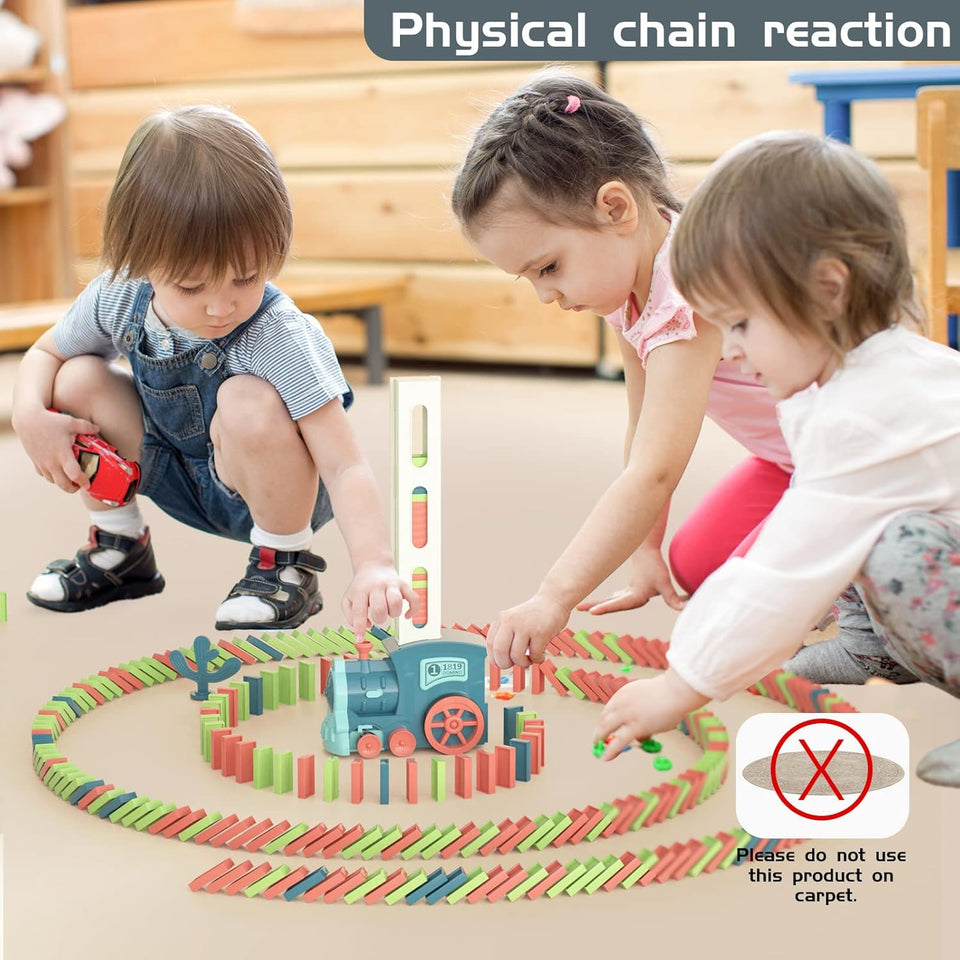Domino Train with Building and Stacking Blocks Set