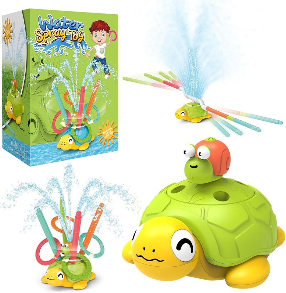 4 in 1 Turtle Water, Sprinkler Ring Toss, Baseball Game & Hurdle Play for Kids