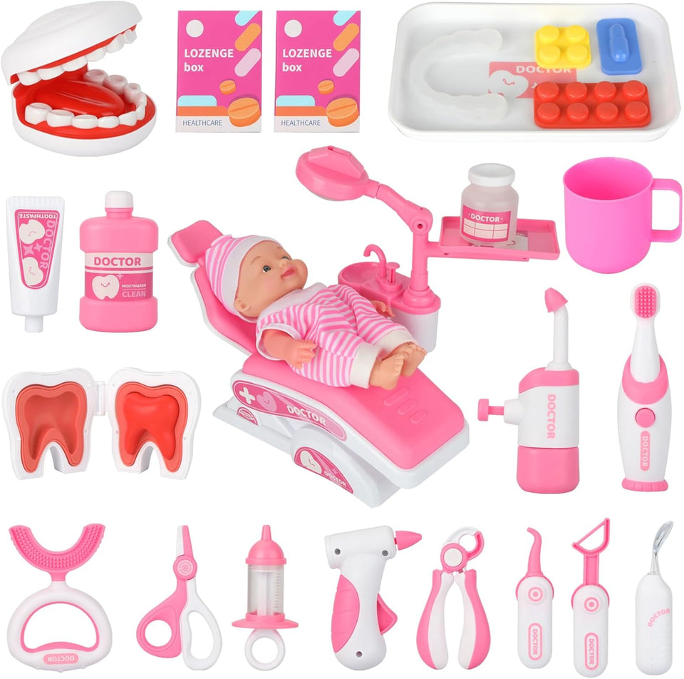 Pretend Dentist Playset for Kids – Doctor Kit with Medical Bag & Realistic Dental Tools for Toddlers Ages 3-5