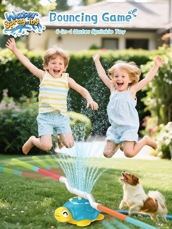 4 in 1 Turtle Water, Sprinkler Ring Toss, Baseball Game & Hurdle Play for Kids