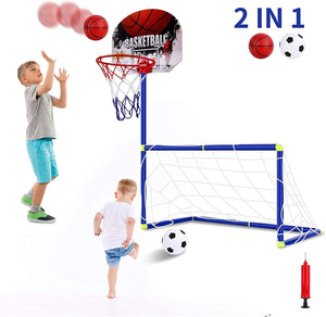 2 in 1 Children Sports Equipment Football Goal Basketball Stands for Kids Outdoor Toy