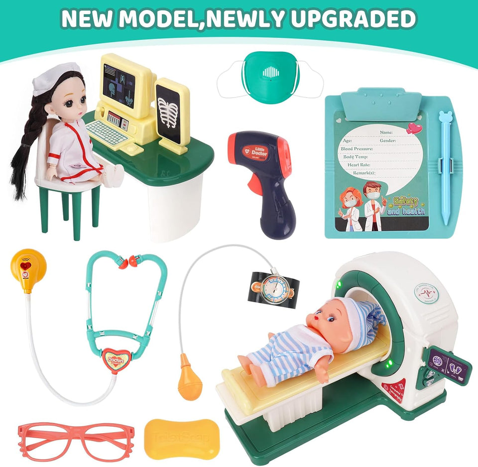 Realistic Pretend Play Doctor Kit with Toy Stethoscope and Medical Tools