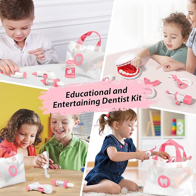 Pretend Dentist Playset for Kids – Doctor Kit with Medical Bag & Realistic Dental Tools for Toddlers Ages 3-5