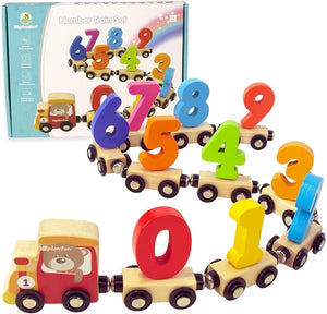 Wooden Magnetic Vehicle Number Train