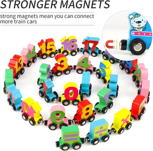 Wooden Magnetic Vehicle Number Train