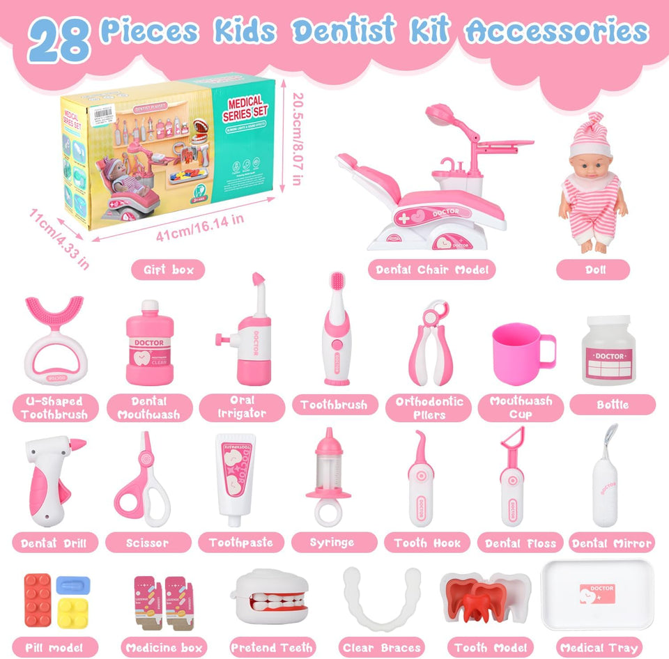Pretend Dentist Playset for Kids – Doctor Kit with Medical Bag & Realistic Dental Tools for Toddlers Ages 3-5