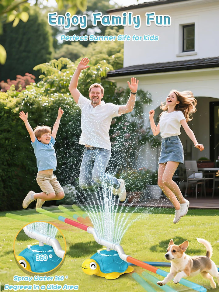 4 in 1 Turtle Water, Sprinkler Ring Toss, Baseball Game & Hurdle Play for Kids