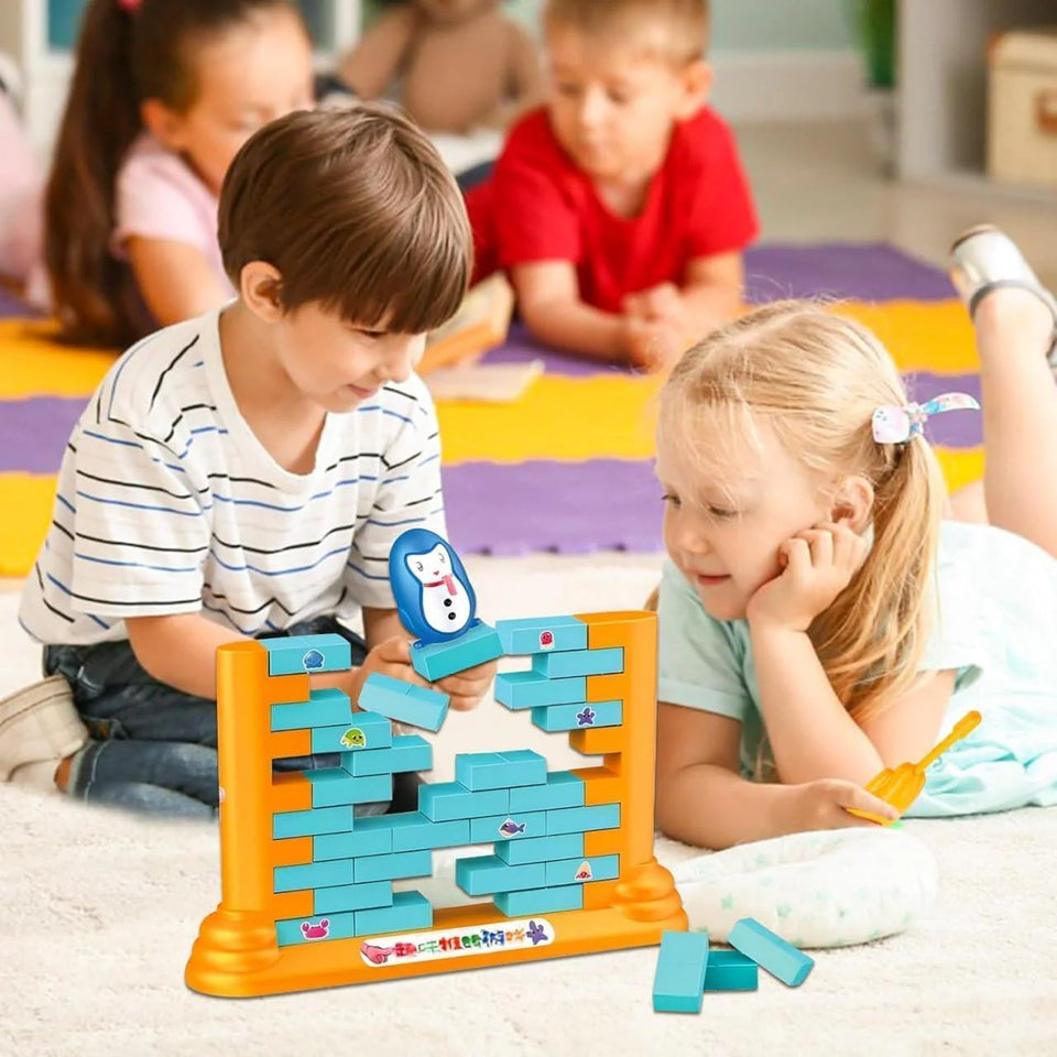 Penguin/Frog Wall Stacking Bricks Game