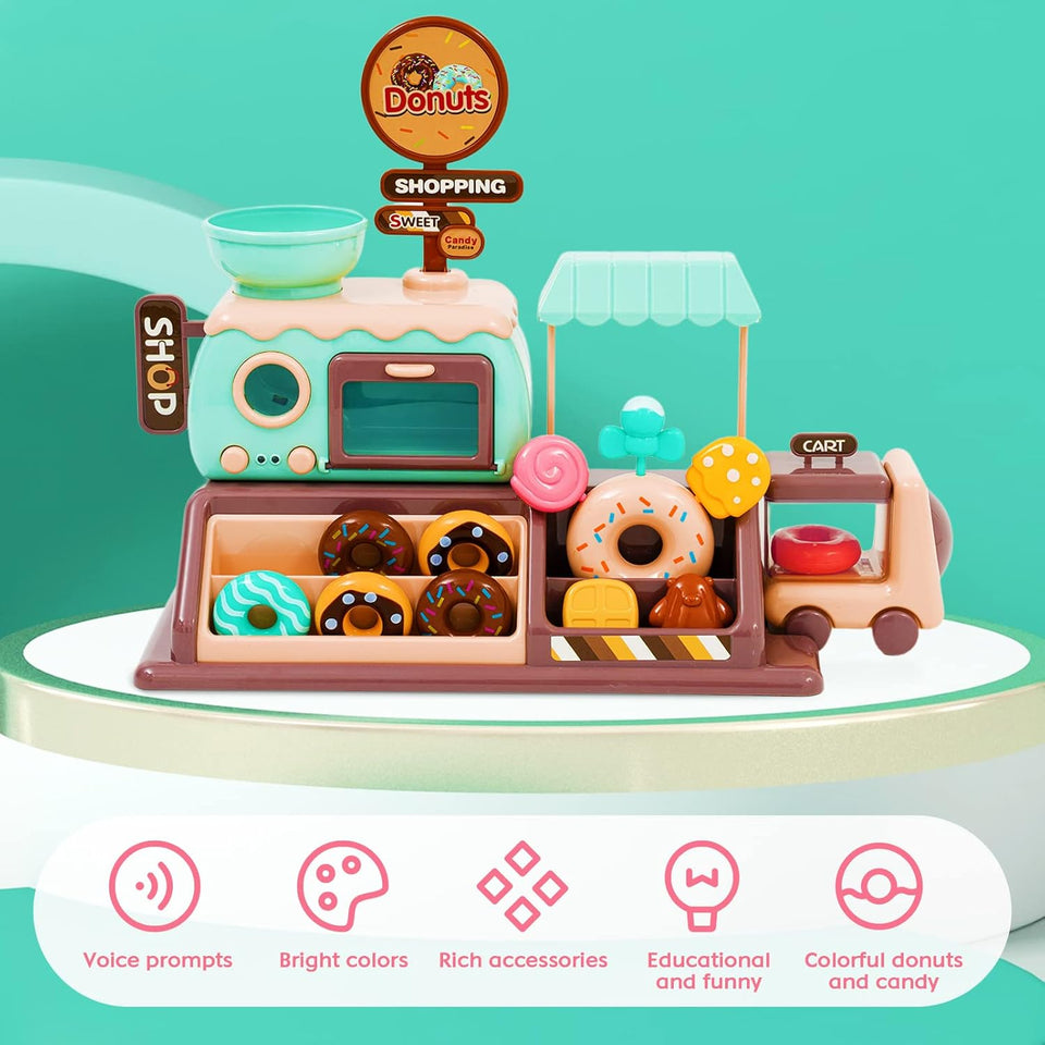 Pretend Play Donut Shop Playset with Lights and Music