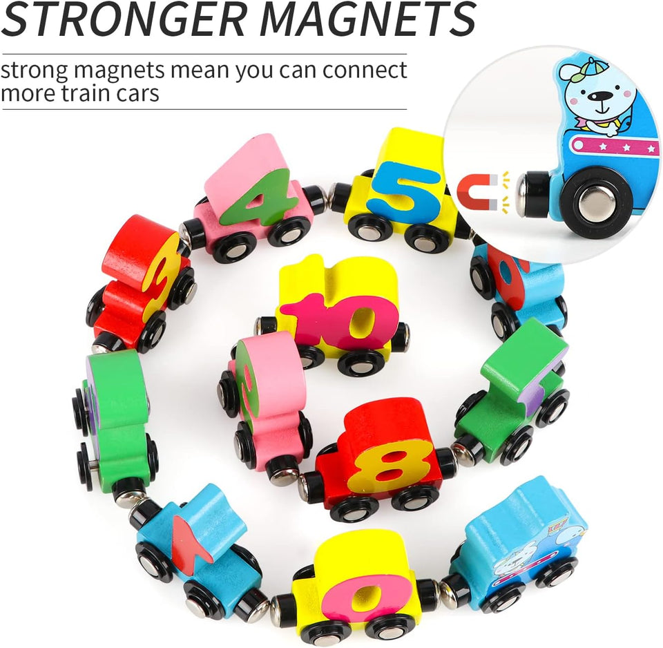 Wooden Magnetic Vehicle Number Train