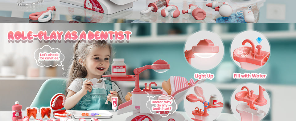 Pretend Dentist Playset for Kids – Doctor Kit with Medical Bag & Realistic Dental Tools for Toddlers Ages 3-5