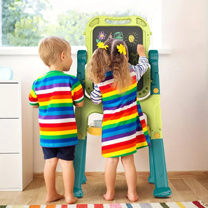 Kids Magnetic Drawing Board – 2 in 1 Whiteboard & Chalkboard with Letters & Numbers