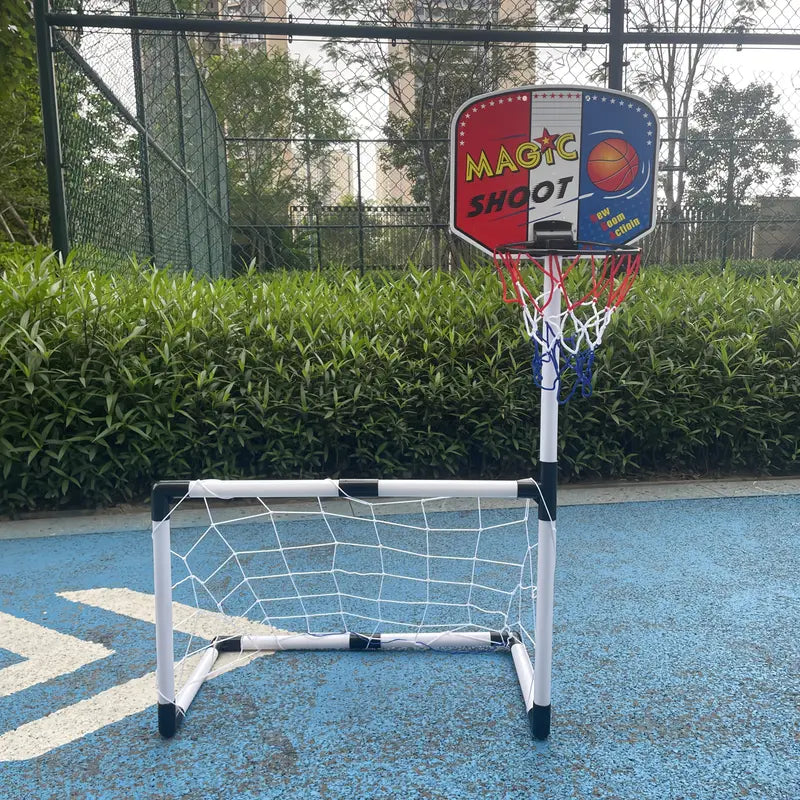 2 in 1 Children Sports Equipment Football Goal Basketball Stands for Kids Outdoor Toy