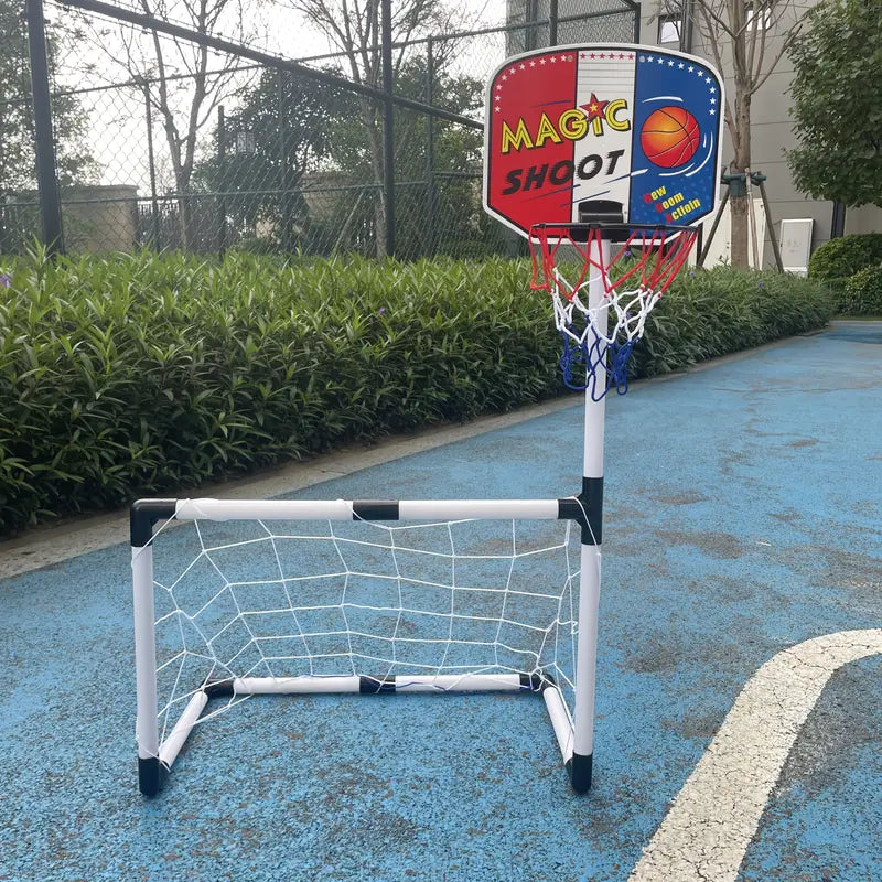 2 in 1 Children Sports Equipment Football Goal Basketball Stands for Kids Outdoor Toy