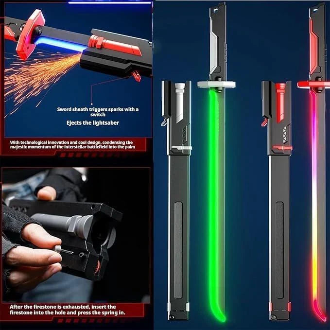 Anime Rainbow LED Lightsaber Katana Sword – Rechargeable Color-Changing Light & Sound