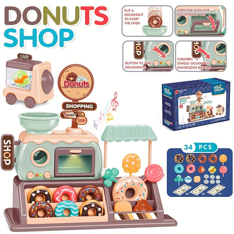 Pretend Play Donut Shop Playset with Lights and Music