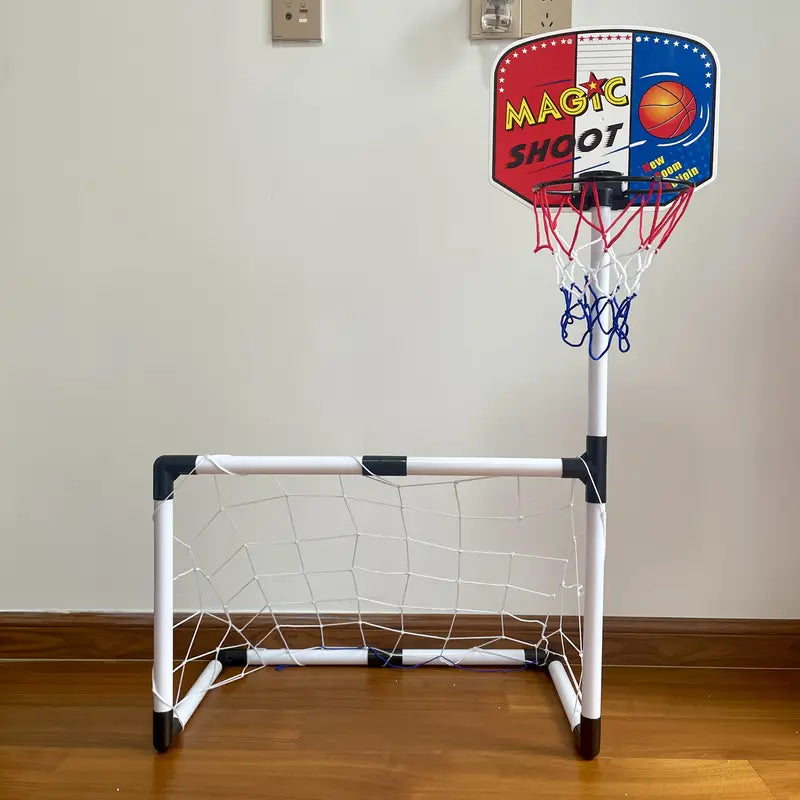2 in 1 Children Sports Equipment Football Goal Basketball Stands for Kids Outdoor Toy