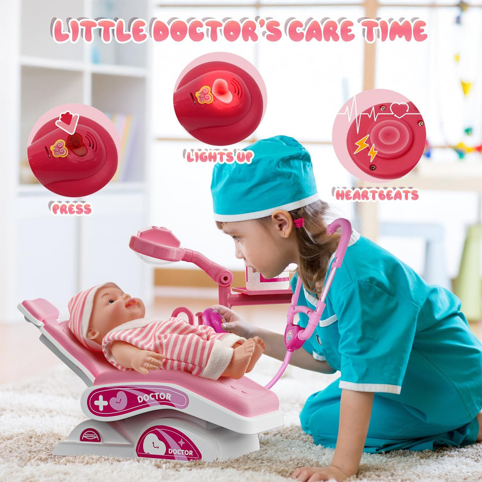 Pretend Dentist Playset for Kids – Doctor Kit with Medical Bag & Realistic Dental Tools for Toddlers Ages 3-5