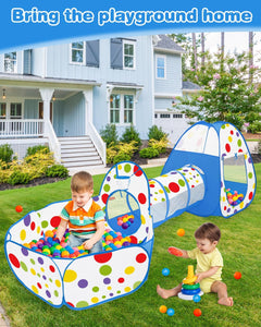 3 in 1 Tunnel Tent House For Kids With 50 Soft Balls