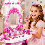 Toddler Vanity Makeup Table Toy with Mirror with Light & Music