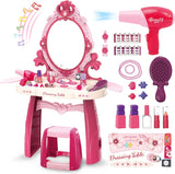 Toddler Vanity Makeup Table Toy with Mirror with Light & Music