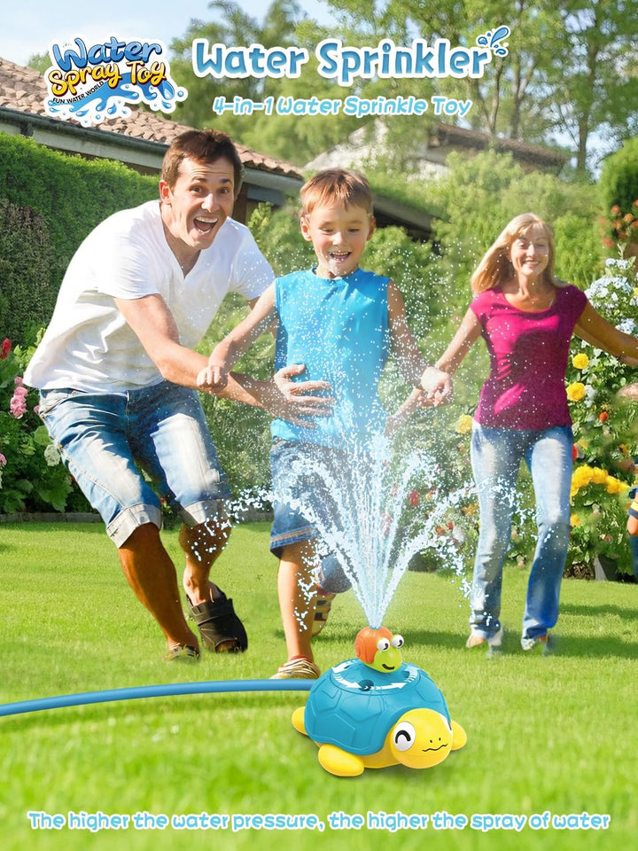 4 in 1 Turtle Water, Sprinkler Ring Toss, Baseball Game & Hurdle Play for Kids
