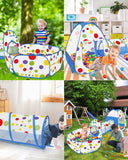 3 in 1 Tunnel Tent House For Kids With 50 Soft Balls
