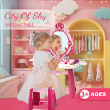Toddler Vanity Makeup Table Toy with Mirror with Light & Music