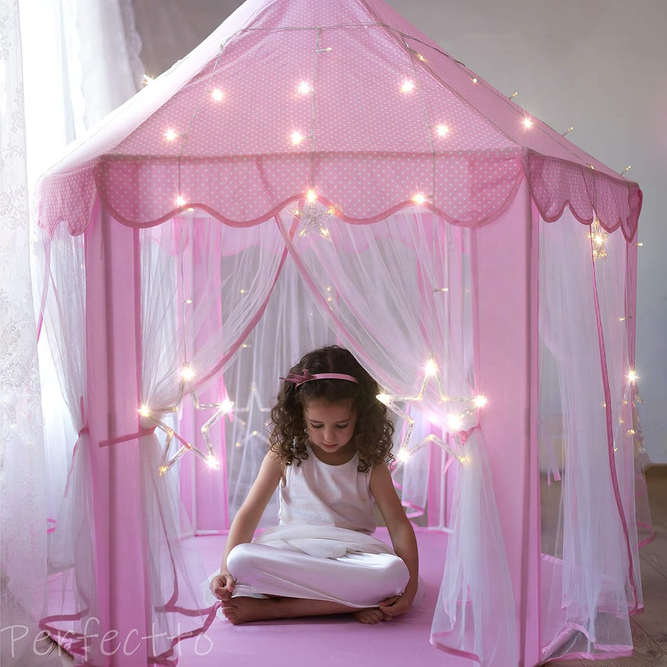 Beautiful Princess Castle Play Tent House with Lights