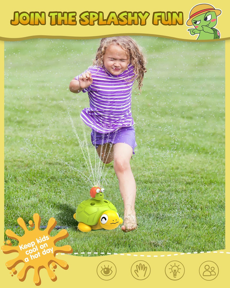 4 in 1 Turtle Water, Sprinkler Ring Toss, Baseball Game & Hurdle Play for Kids