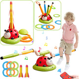 3 In 1 Musical Jump, Ring Toss Game, Stomps &Rocket Launcher for Kids