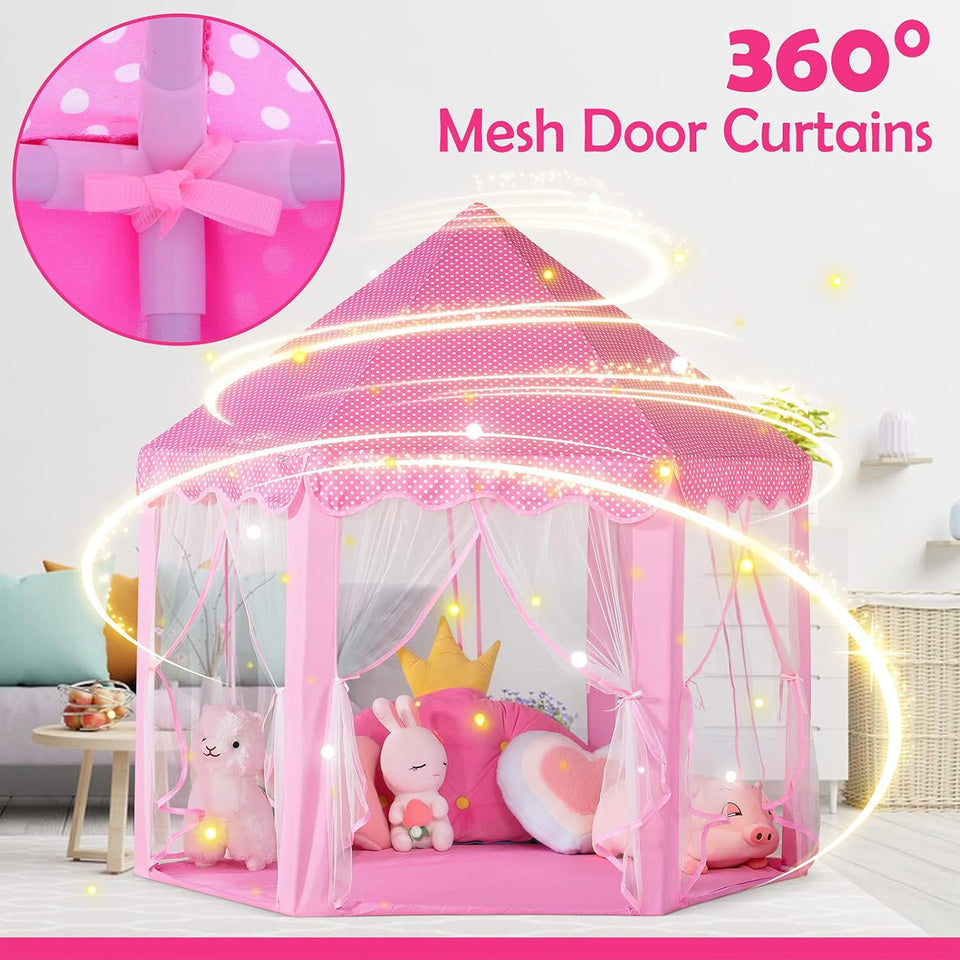 Beautiful Princess Castle Play Tent House with Lights