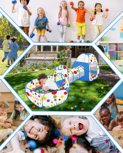 3 in 1 Tunnel Tent House For Kids With 50 Soft Balls