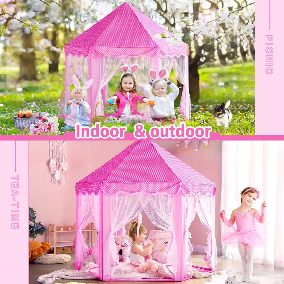 Beautiful Princess Castle Play Tent House with Lights