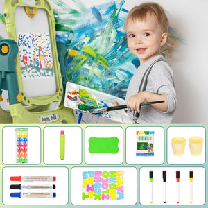 Kids Magnetic Drawing Board – 2 in 1 Whiteboard & Chalkboard with Letters & Numbers