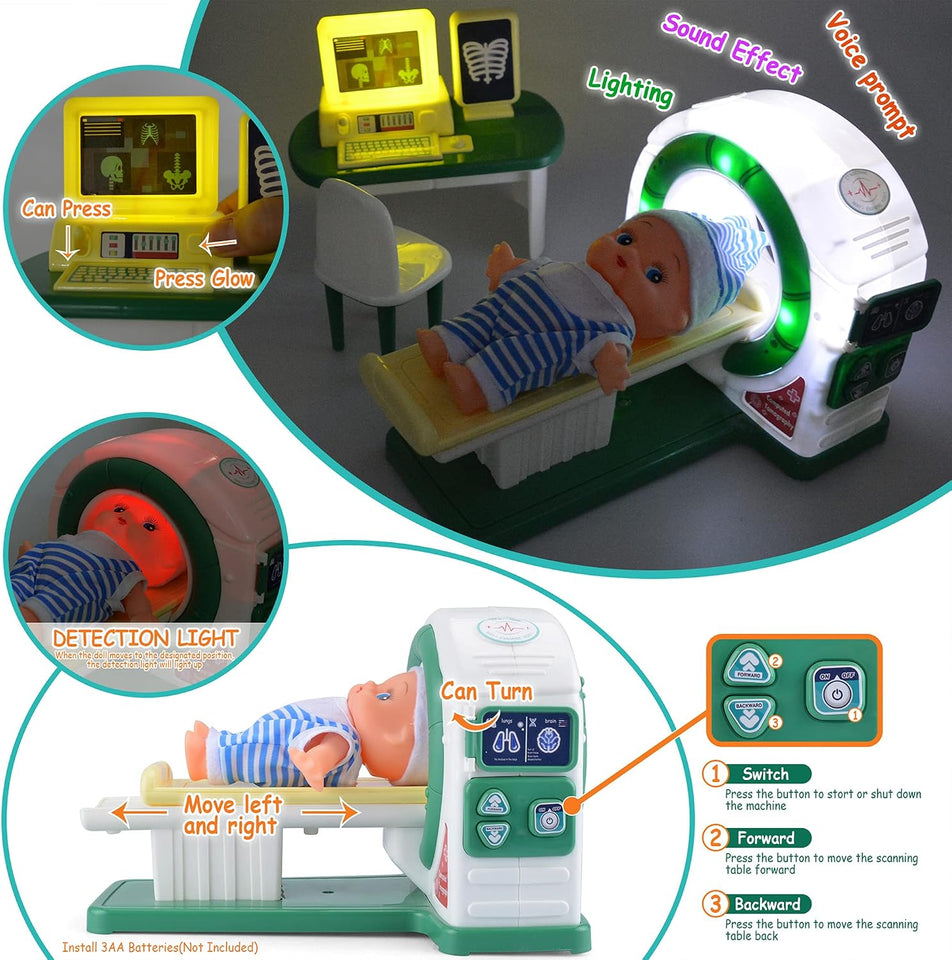 Realistic Pretend Play Doctor Kit with Toy Stethoscope and Medical Tools